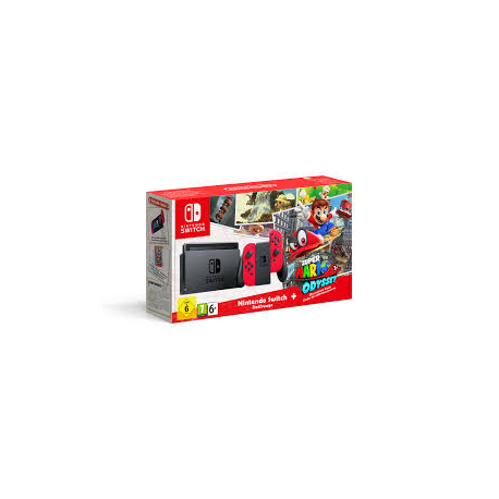 Nintendo SWITCH RED  + GRA MARIO ODYSSEY [ENG] NAJTANIEJ (nowa) (Switch)