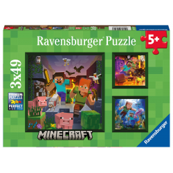 Minecraft Puzzle Dla Dzieci Ravensburger 3x49 el (nowa)